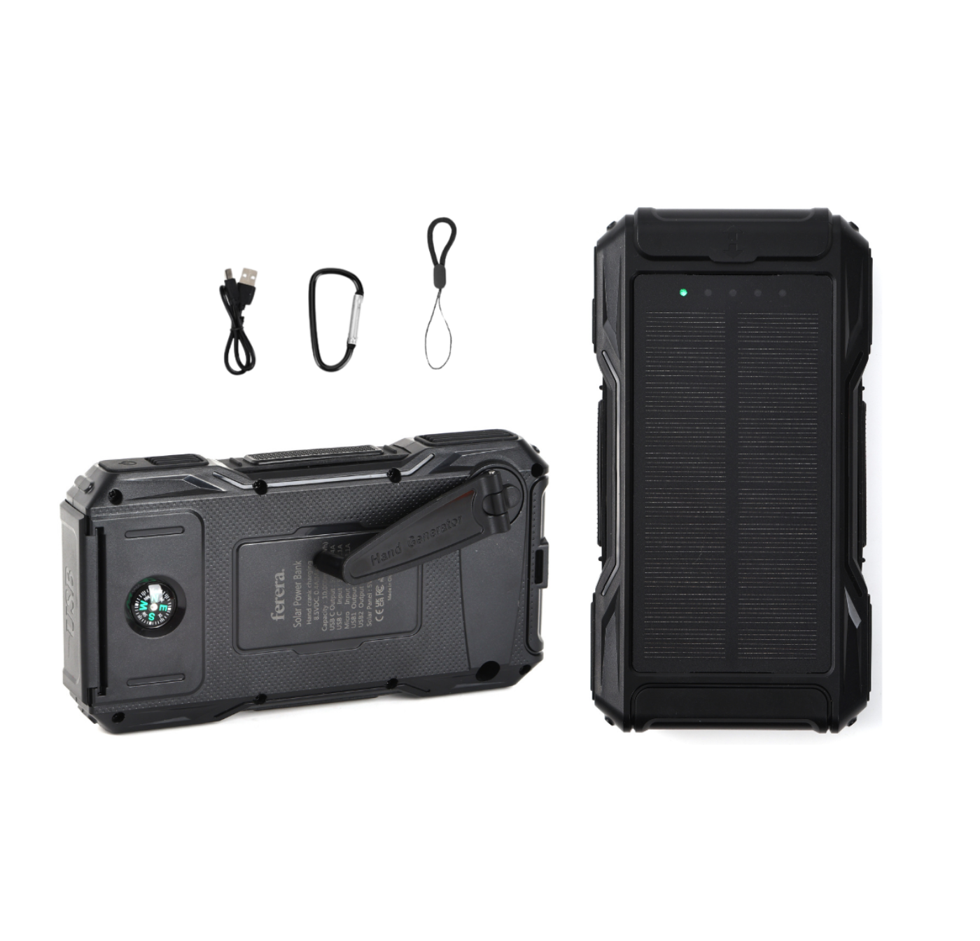 Ferera Solar Powerbank - Opwindbaar