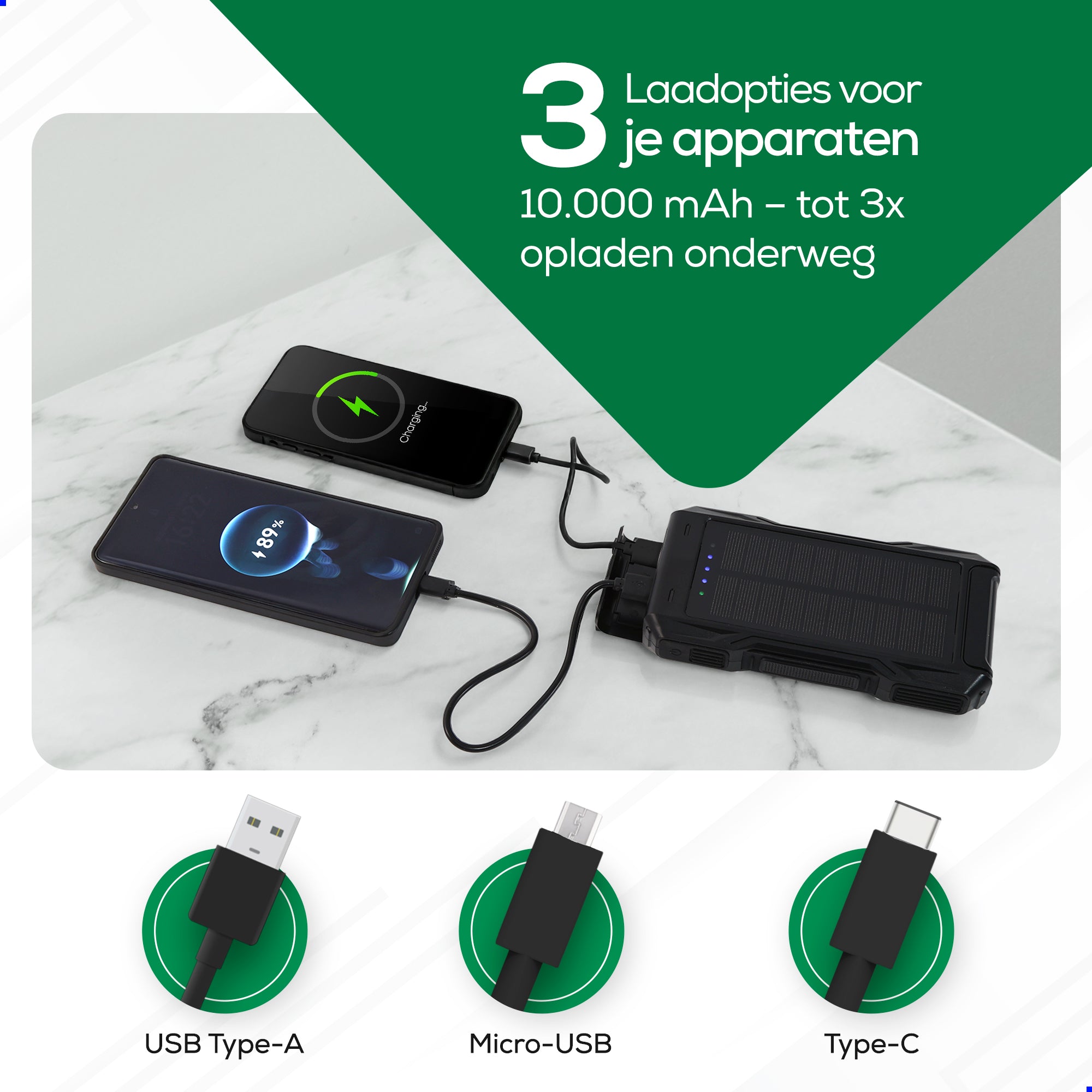 Ferera Solar Powerbank - Opwindbaar
