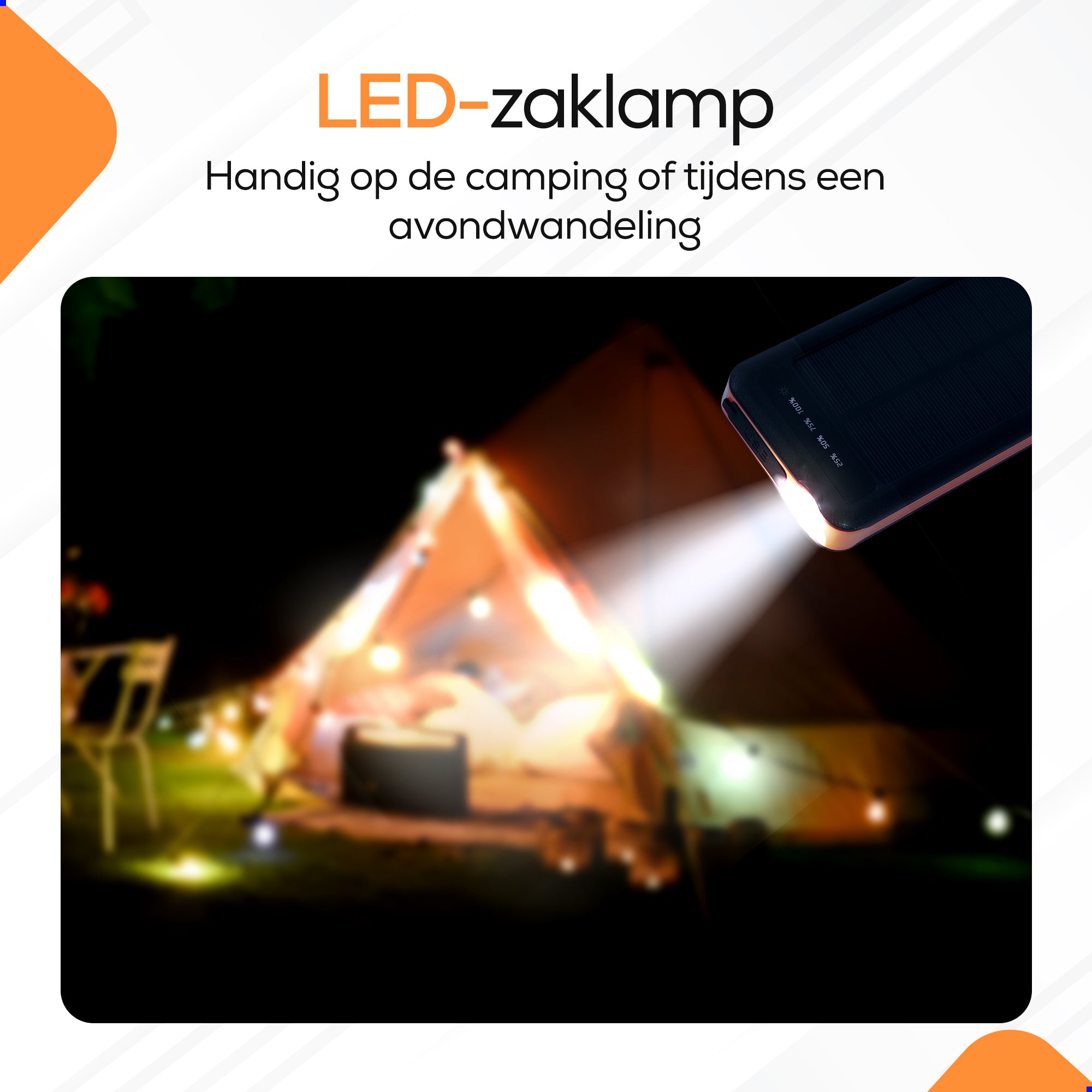Ferera Solar Powerbank- ingebouwde kabels