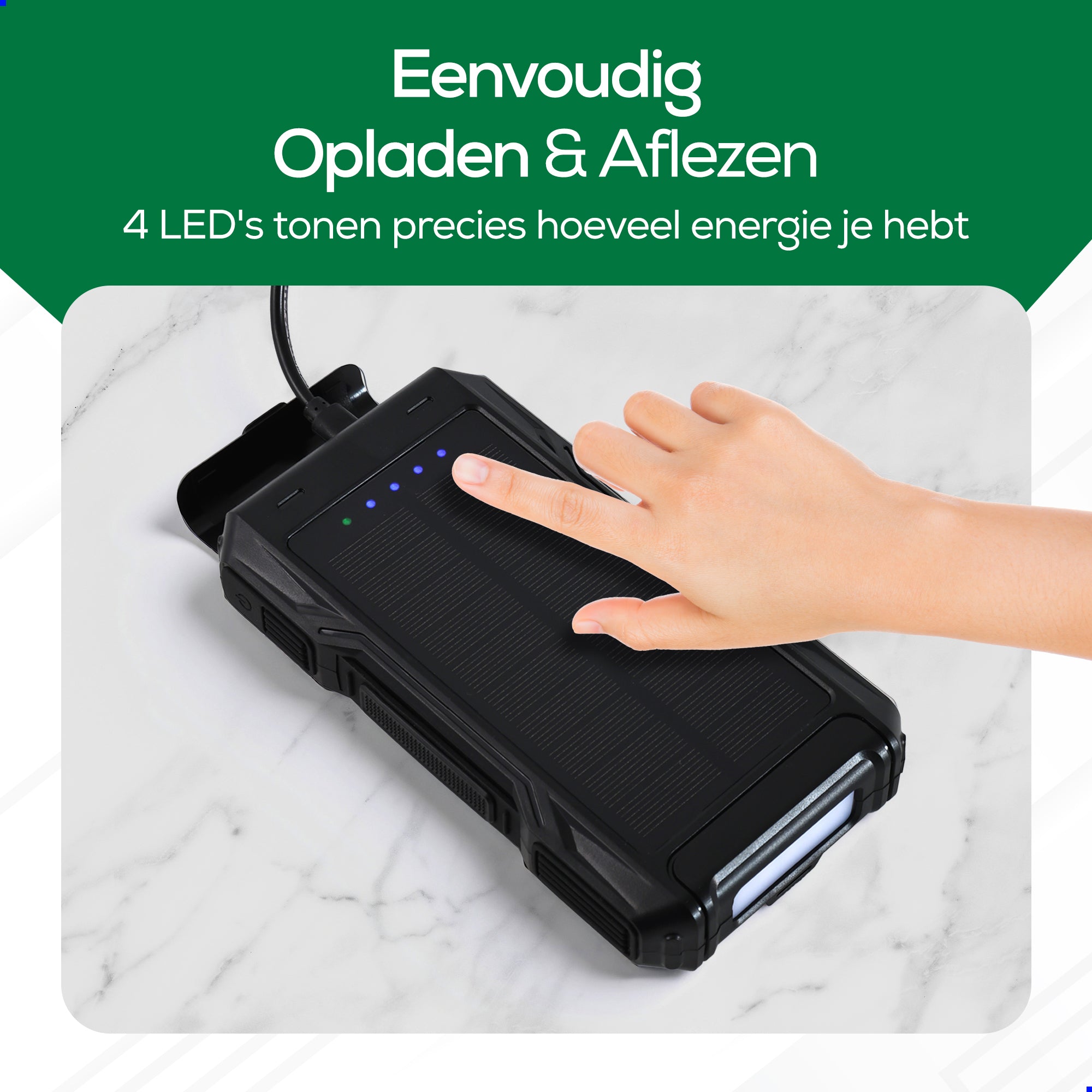 Ferera Solar Powerbank - Opwindbaar
