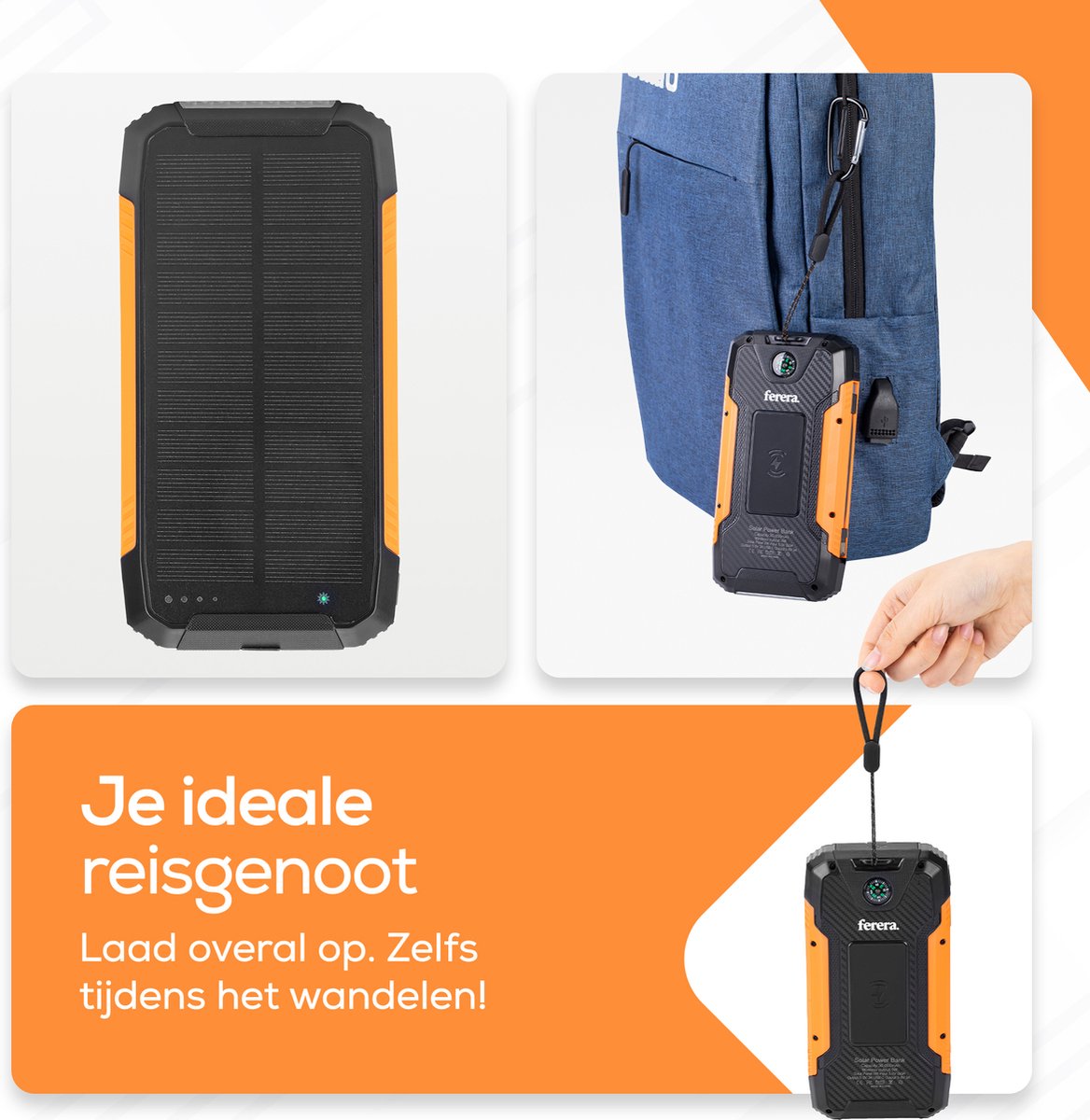 Ferera Powerbank 30.000 mAh Zonneenergie