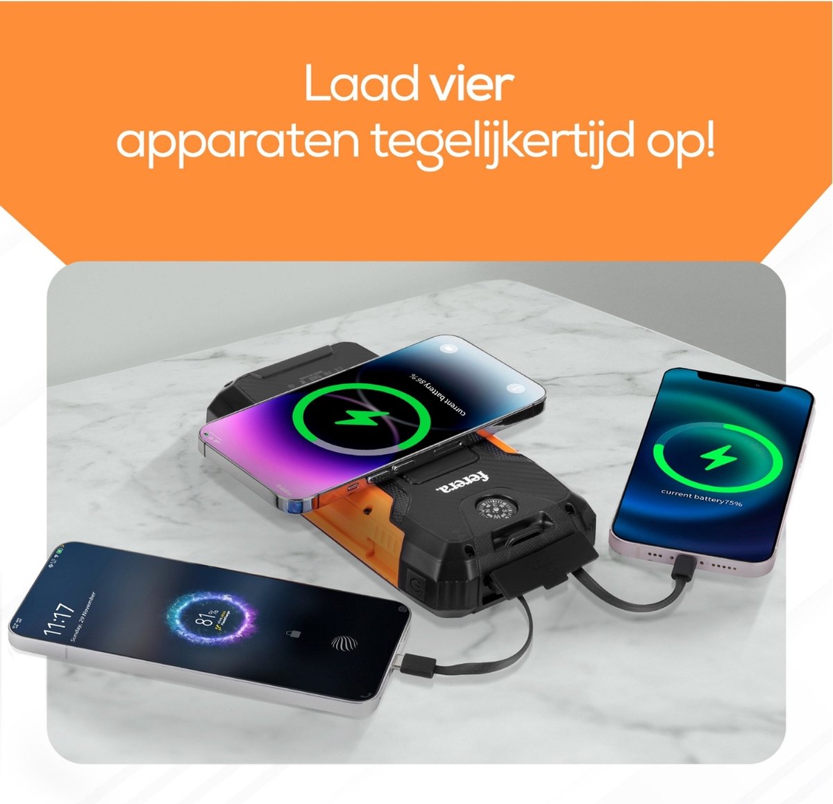 Ferera Powerbank 30.000 mAh Zonneenergie