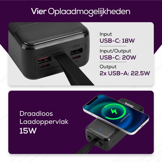 Ferera Powerbank 30.000 mAh Wireless