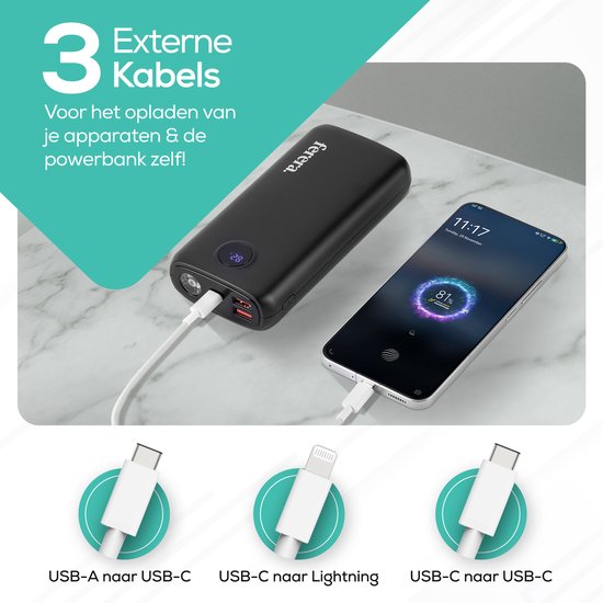 Ferera Powerbank 20.000 mAh zaklamp