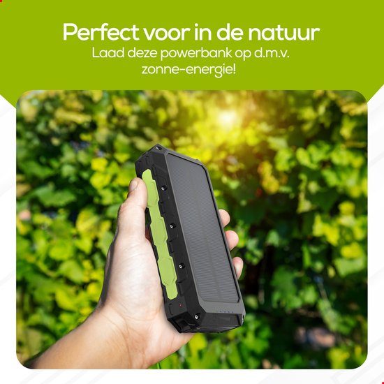 Ferera Solar Powerbank - 30.000 mAh-groen