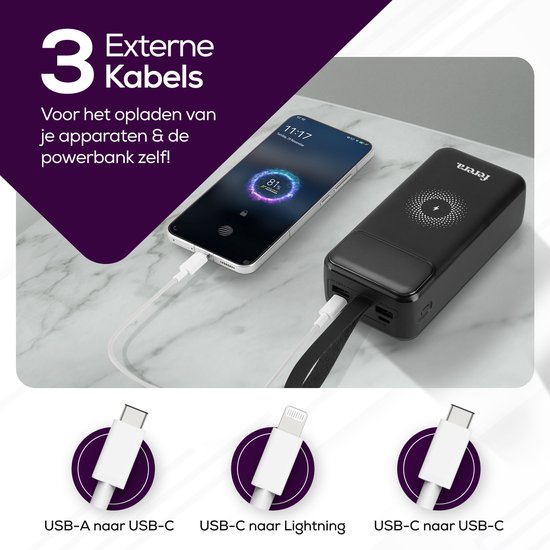Ferera Powerbank 30.000 mAh Wireless
