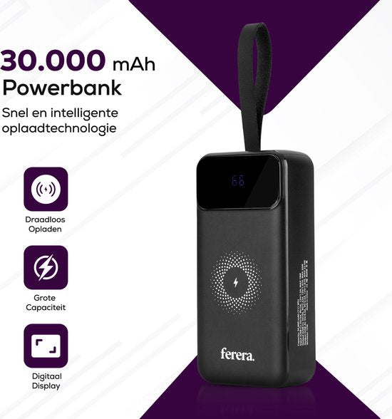 Ferera Powerbank 30.000 mAh Wireless