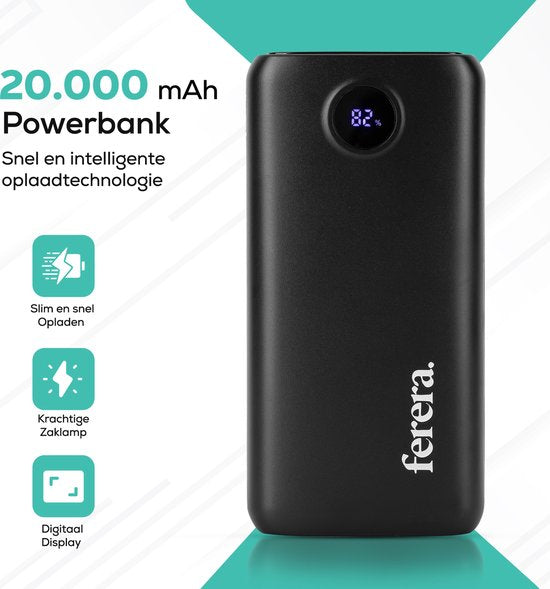 Ferera Powerbank 20.000 mAh Taschenlampe